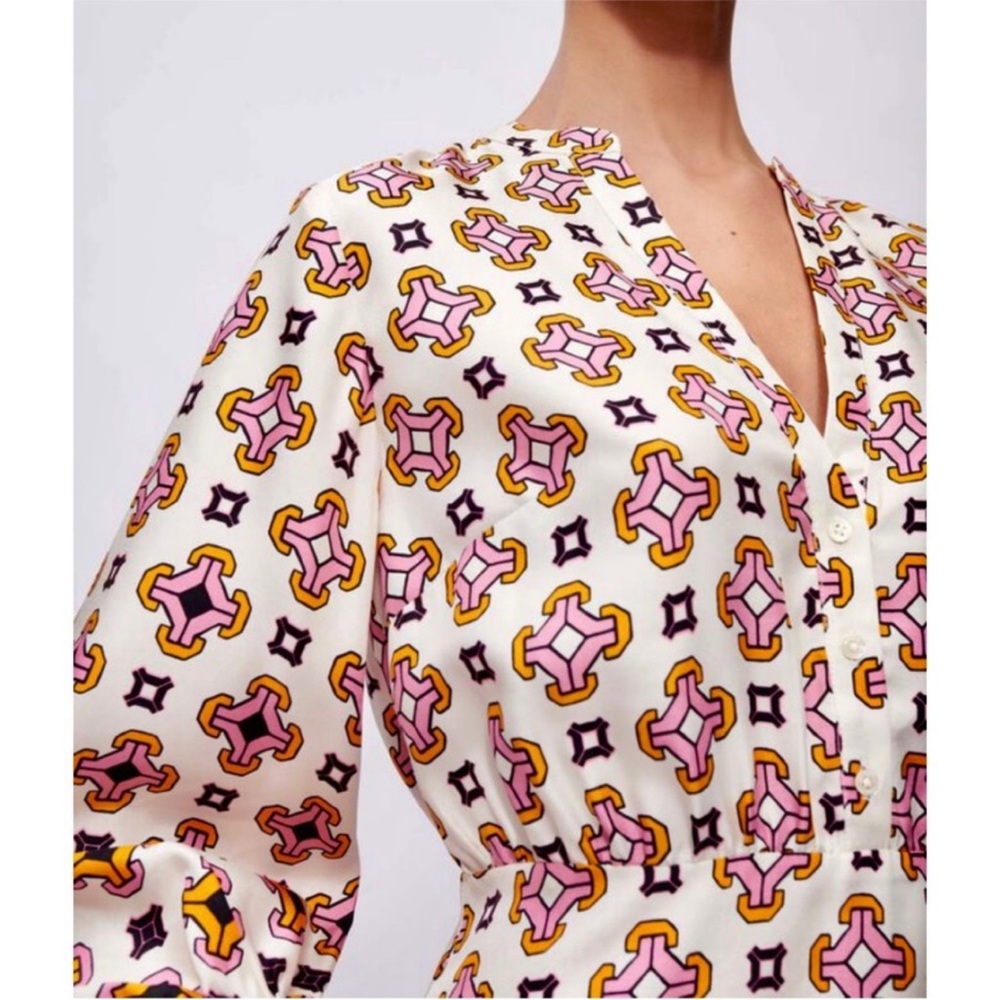 Maje 100% Silk Romea Geometric Printed Mini Dress NWT - Picture 4 of 15